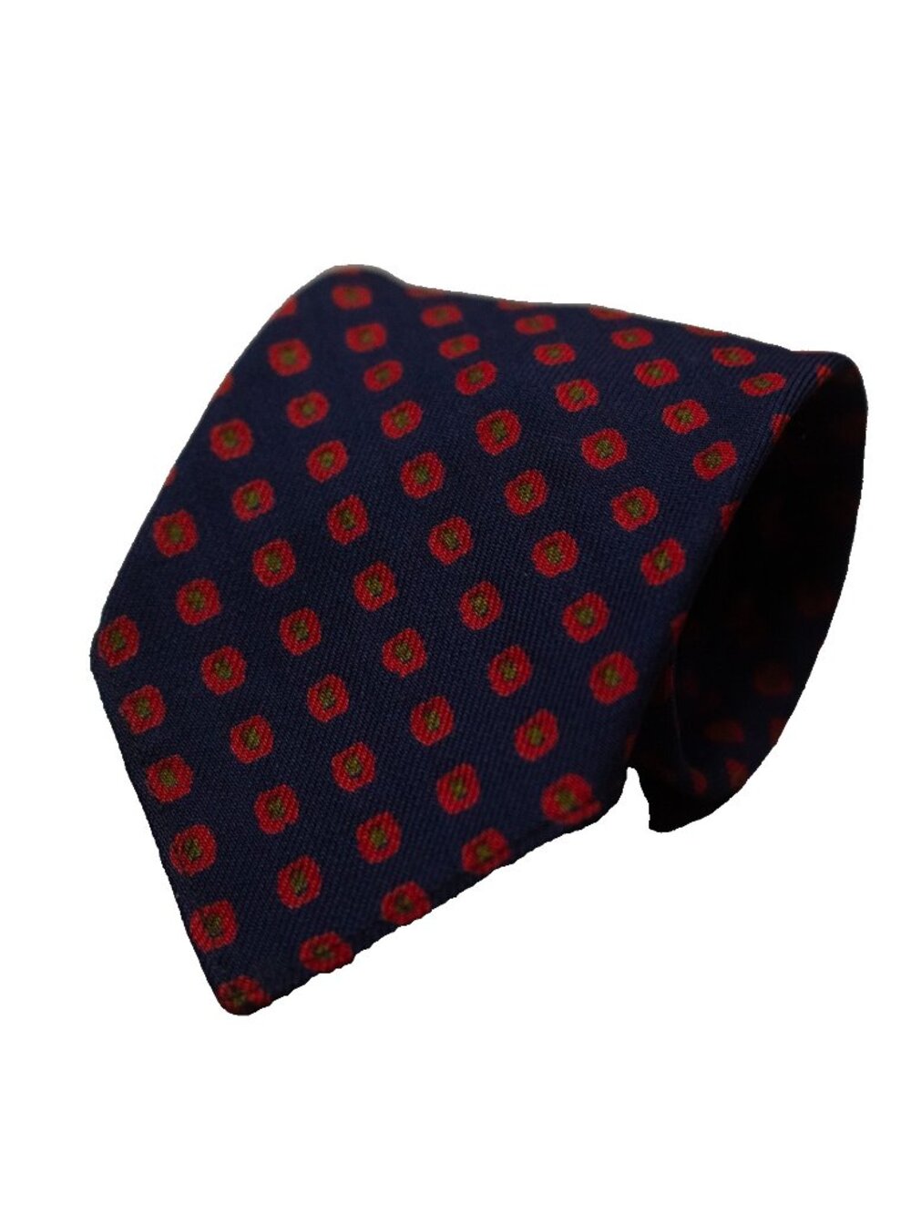 Vintage Buckingham Scotland 100% Wool Tie Woven Polka Dot Blue / Red 3"